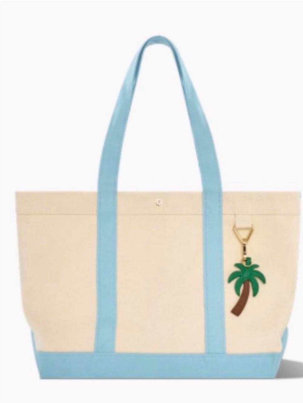 Coastal Canvas Tote Bag with Palm Charm | Resort Beach Vacation Tote